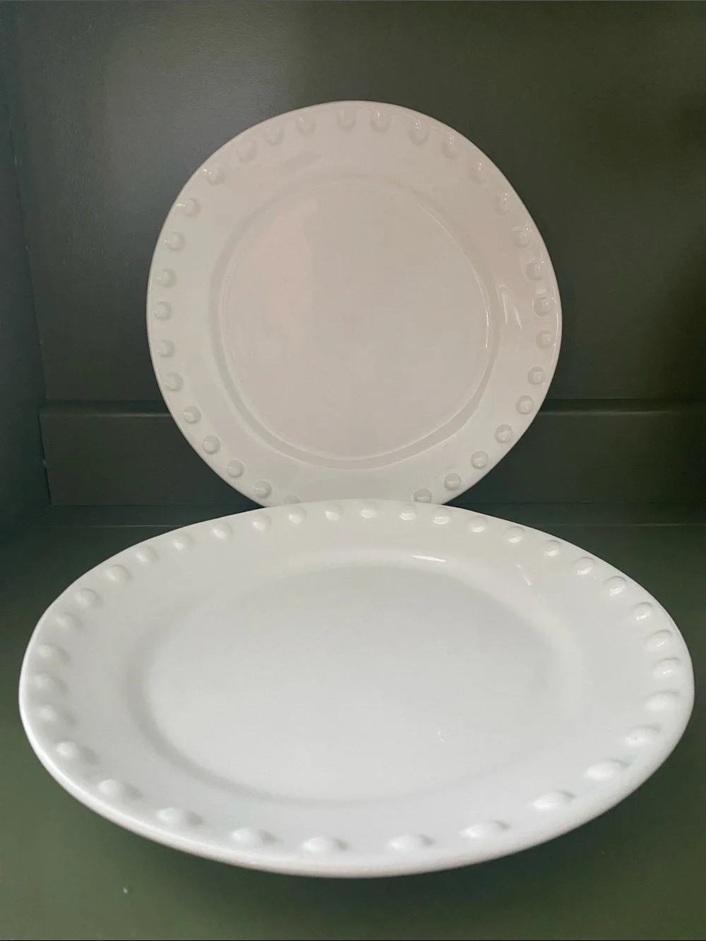 Maioliche Jessica MLJ3 White Pattern Dinner Plates Set of 2 Made in Italy